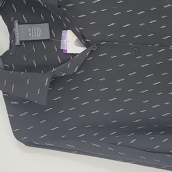 Chelsea & Theodore Black Blouse with White Pattern NWT - Picture 5 of 15